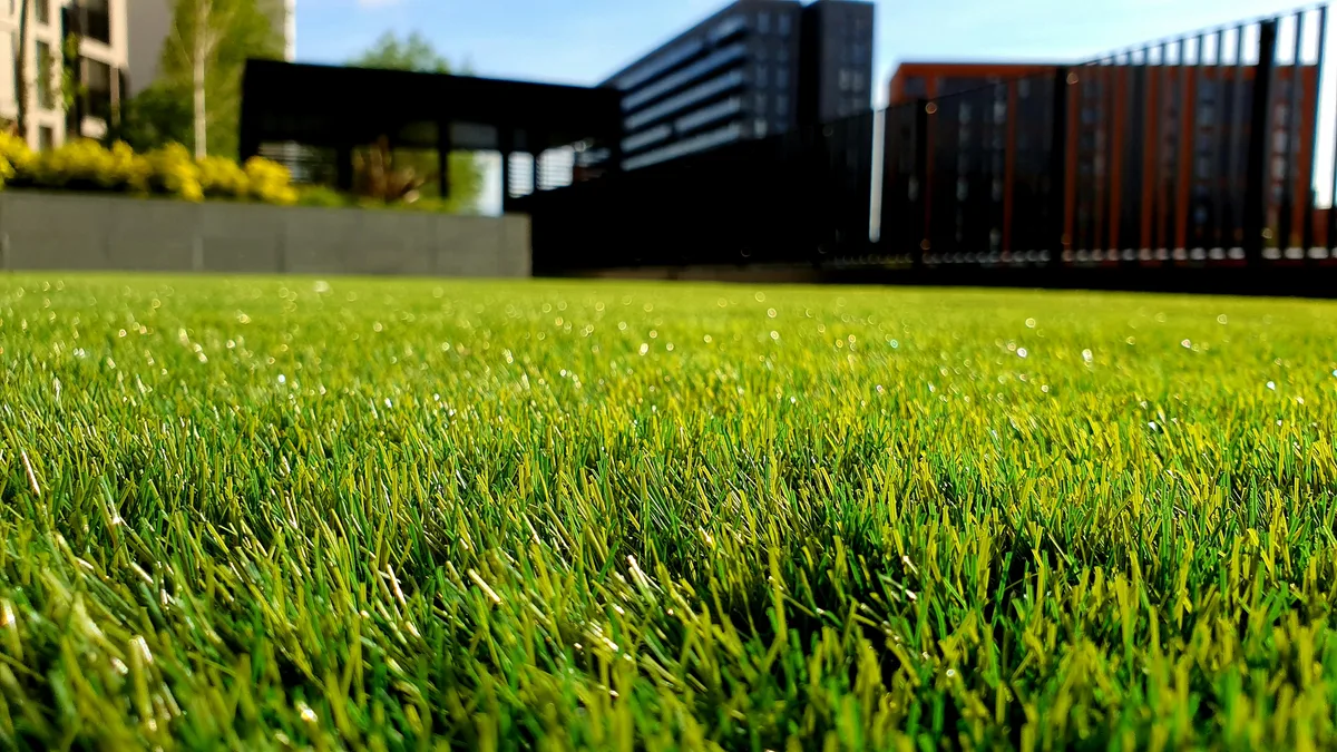 landscaping with mulch, plants, and hardscapes